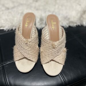 Lulu's Cream Woven Mules